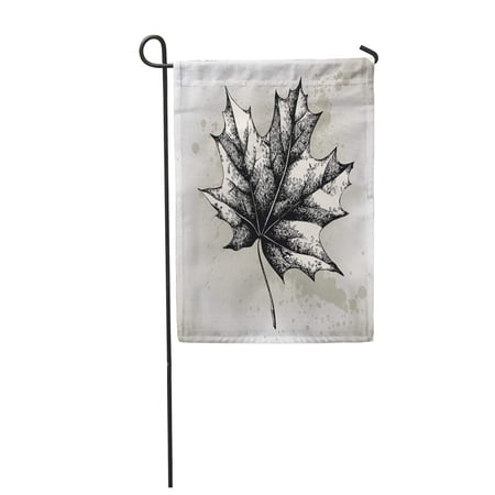 SIDONKU Sketch Maple Leaf Line Tree Autumn Black Blur Engraving Flora Garden Flag Decorative Flag House Banner 12x18 inch