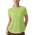 thumbnail image 3 of Yoga Workout Short Sleeve Tees for Women Crewneck Ruched Back Cutout Loose Tunic Tops Lightweight Quick Dry Athletic Shirts Activewear Green, 3 of 7
