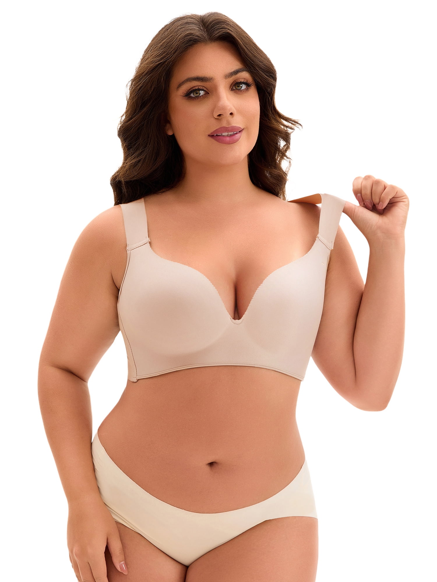 Unique Bargains Full Coverage Push Up Support Bra E 40 Beige