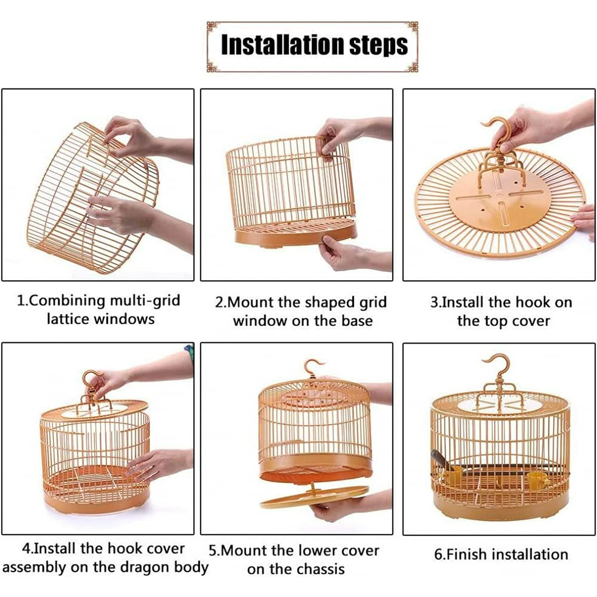 DIY Retro Round Bird Cage DIY Easy to Assemble Breathable Parrot Cage Bird Carrier Round Travel Cage for Small Birds Walmart