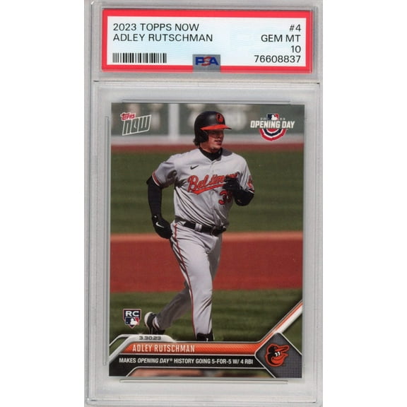 Graded 2023 Topps Now Adley Rutschman #4 Rookie RC Baseball Card PSA 10 Gem Mint