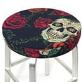 thumbnail image 3 of Balery Roses Skulls Velvet Round Bar Chair Cushion Cover Adjustable, Protects From Scratches And Stains, Soft & Washable Ideal For Wooden And Metal Stools - 12 Inch, 3 of 7