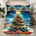 thumbnail image 2 of Manfei Dreamy Christmas Festival Twin Sheet Sets for Kids, Glitter Xmas Tree Twin Fitted Sheet, Fairy Tale Flat Sheet, Super Cozy Room Decor, 3-Piece, 2 of 7