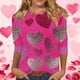 thumbnail image 1 of RKSTN Valentines 3/4 Sleeve Tops for Women Oversized Crewneck Valentine's Day Graphic Printed Short Sleeve T Shirt Womens Casual Round Neck Loose Comfy Loves Heart Print Three Quarter Sleeve Shirts, 1 of 6