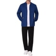 thumbnail image 2 of Men's Vintage Bomber Jacket Lightweight Stand Collar Zipper Casual Suede Jacket S Navy Blue, 2 of 6