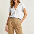 thumbnail image 7 of WGRFFH Linen Tops for Women Short Sleeve V Neck Dressy Blouses Comfy Breathable Hawaiian Tees Loose Tunic Blouses 2026 Pleated Tshirts Casual Lightweight Summer Vacation Clothing White, 7 of 7