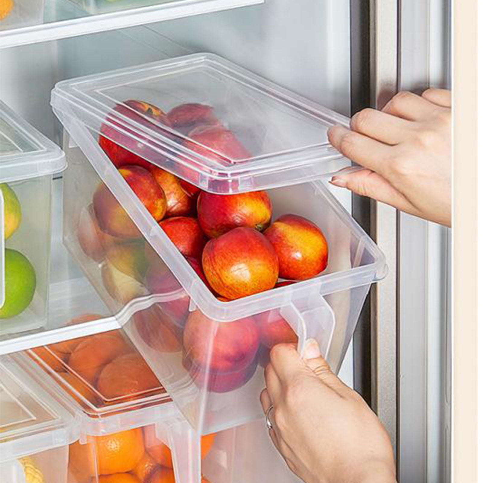 Refrigerator Organizer Bins, Easy To Clean Deform Proof Compact PP5 Fruit Storage Containers Food Grade Material  For Vegetables Eggs