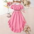 thumbnail image 4 of WOYY Little Girls Summer Stylish Outfits Off Shoulder Crop Top Ruffle Irregular Skirt Set Kids Clothing Sets, Sizes 5-6, 4 of 8