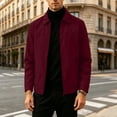 thumbnail image 6 of Men's Zip Up Casual Jacket Lapel Collar Fully Lined Long Sleeve Coat with Pockets Spring Fall Outfits Daily Outerwear, 6 of 6