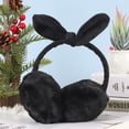 thumbnail image 3 of Spencer Women Winter Earmuffs Fluffy Cute Bow Ear Muffs Girls Ski Plush Ear Covers Outdoor Fleece Lining Ear Warmer, Black, 3 of 11