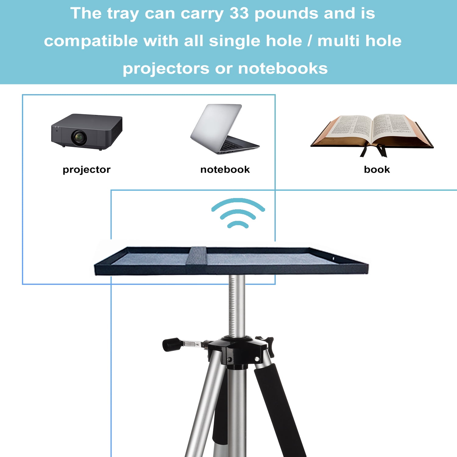 SKERELL Adjustable Height Projector Stand,Universal Projector Stand,Silver Laptop Tripod Stand