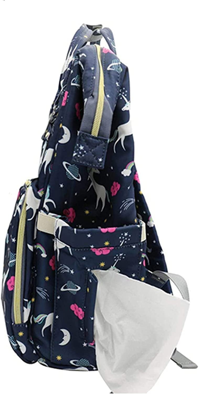 Diaper Bag Backpack Baby Bag Multifunction Maternity Travel Changing Pack Water Resistant Nappy Tote Blue Unicorn