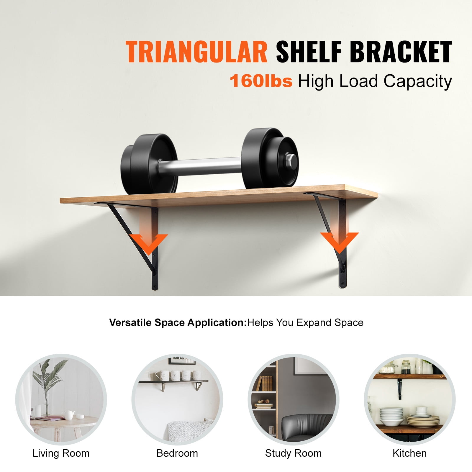 KFFKFF 12 x 8 Inch Heavy Duty Shelf Brackets 10 Piece Triangle Floating Shelf Brackets