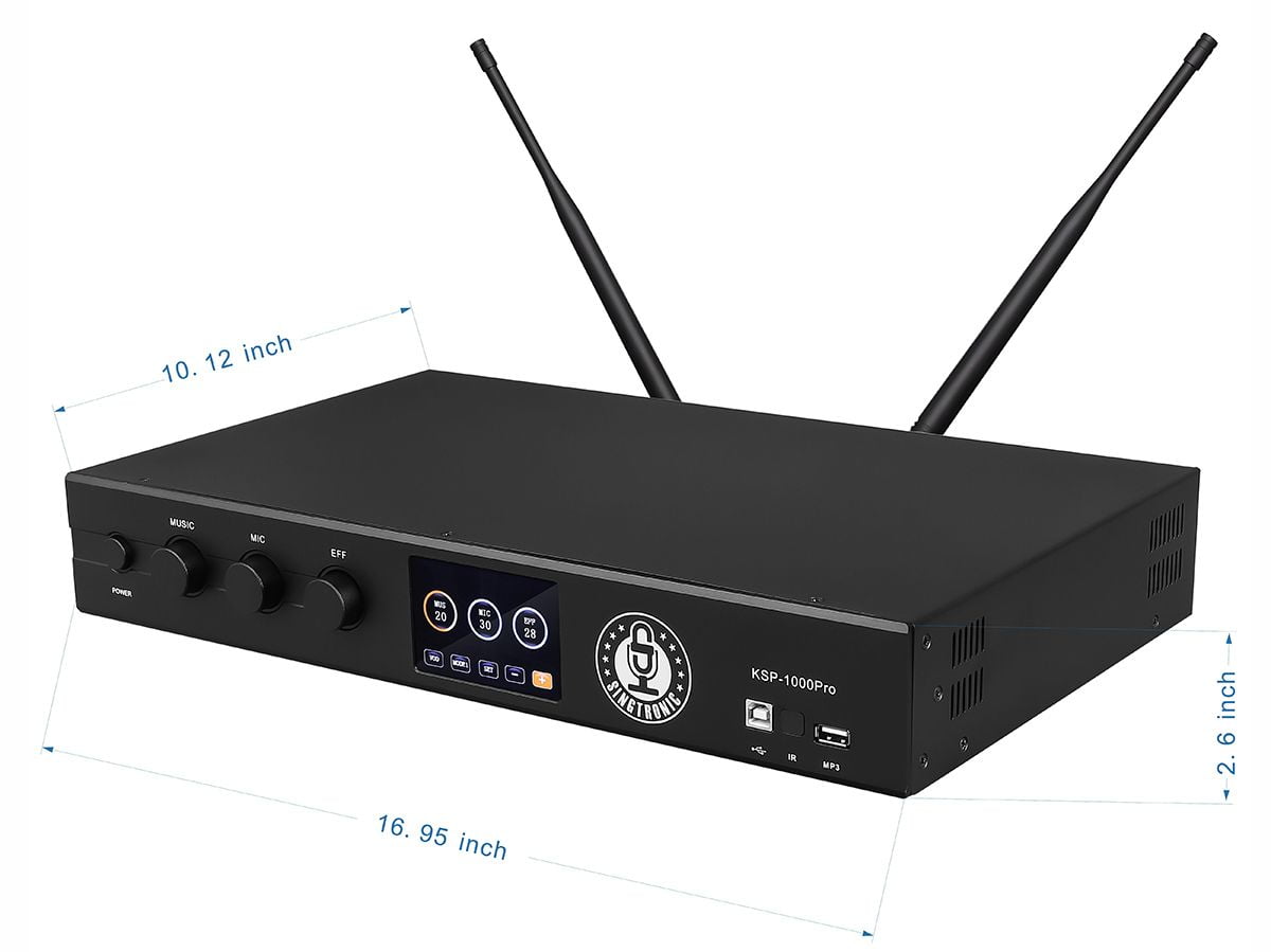 Singtronic KSP-1000Pro Professional Digital 3-in-1 Karaoke Mixing Amplifier 2 Anti-feedback Mics, 3000W