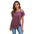 thumbnail image 5 of Women's Short Sleeve Tunic Tops Casual Cold Shoulder Blouse Shirts, 5 of 7
