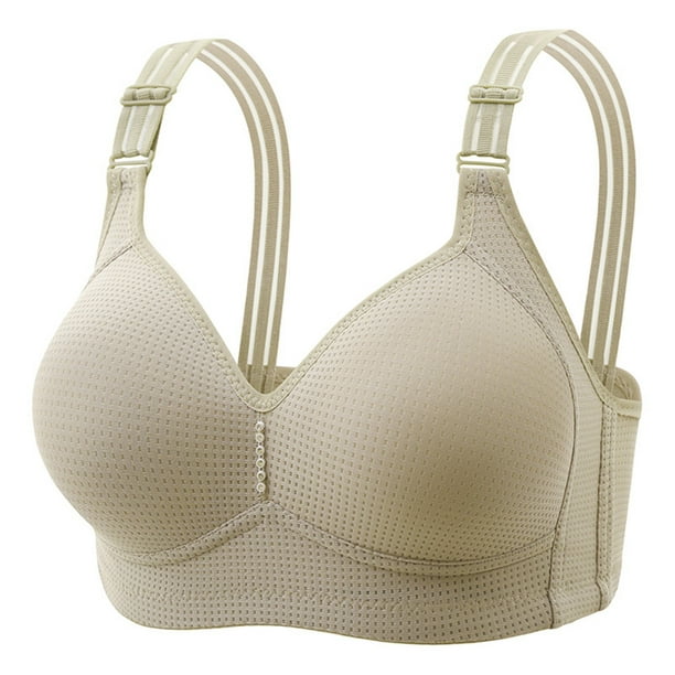 Aayomet Bras for Large Breasts Sexy Medium and Old Age Thin Style No Steel  Ring Large Chest Small Soft Underwear Top (Green, 42) 