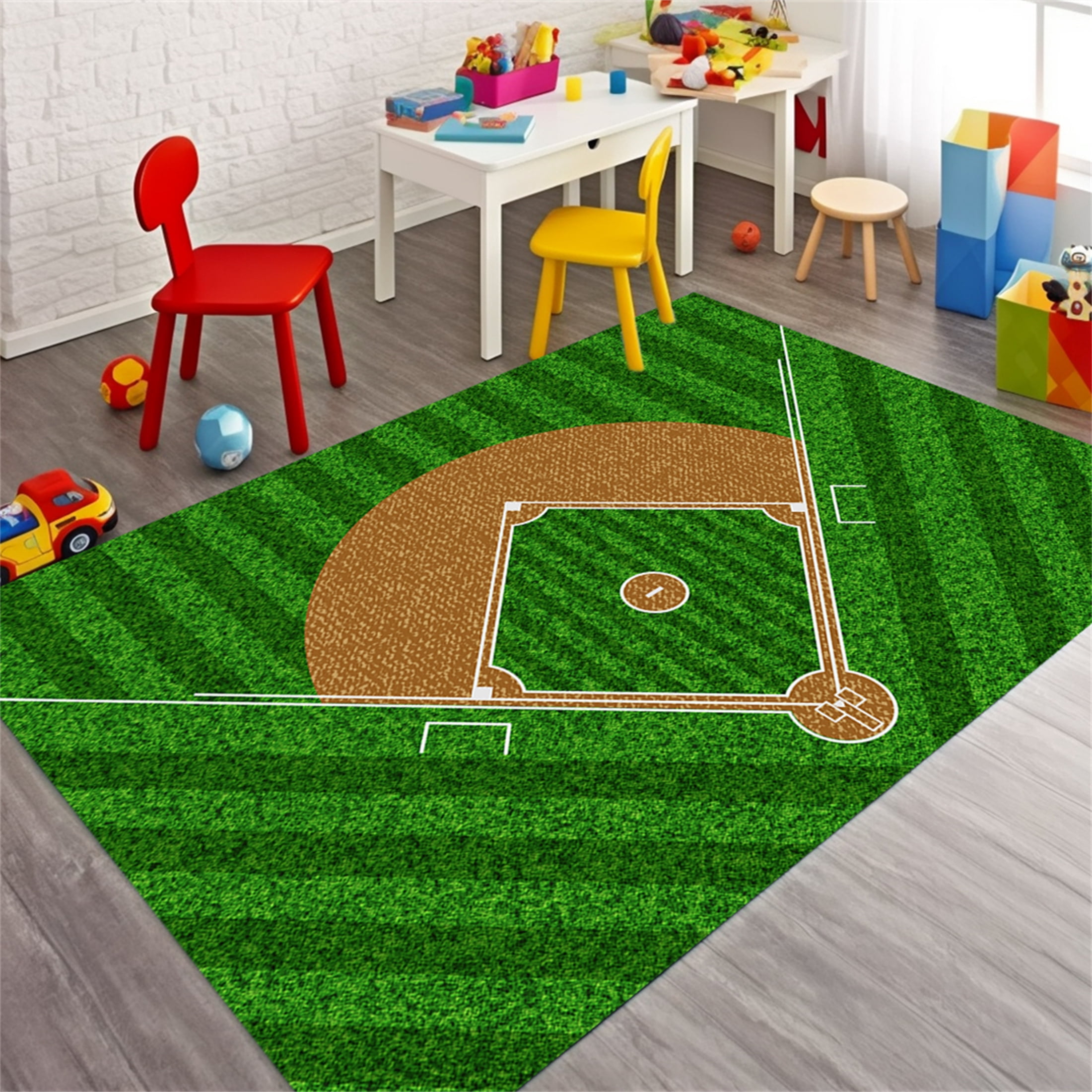 Baseball Rug for Bedroom 3'x5' Non Slip Sports Rug for Bedroom Living Room Baseball Room Decor
