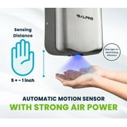 Alpine Industries Commercial High Speed Hand Dryer Automatic Stainless Steel Hand Dryer Machine, 120V Chrome