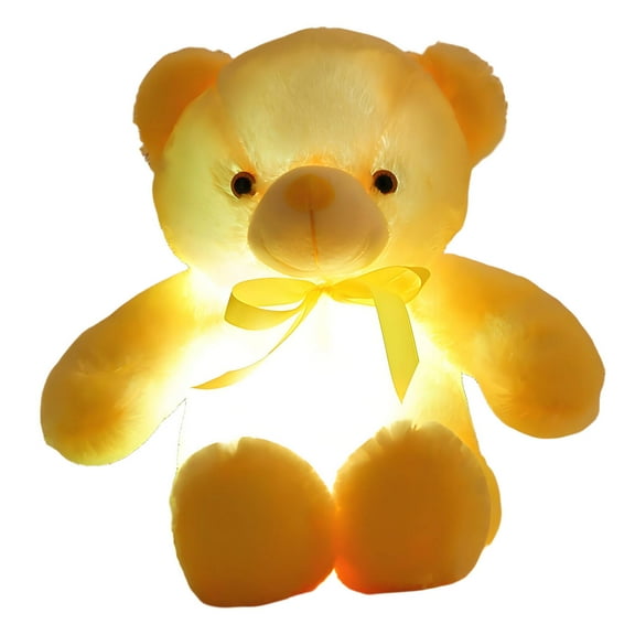 BESTSKY Body Pillow Night Light Stuffed Animal Funny Stuff Cartoon Teddy Bear Weighted Stuffed Animals Yellow 30cm
