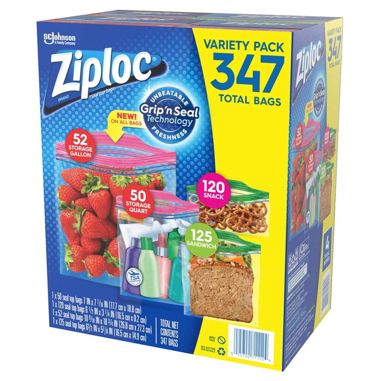 イタジャガ　未開封3枚セット4-26CR 、3-31SEC 、5-29 CR Ziploc Gallon, Quart, Snack & Sandwich Bags, Variety, 347ct