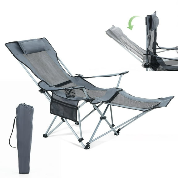 LLToo Camping Chair with Footrest, Outdoor Folding Camping Chair, Lawn Chair