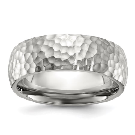Auriga Fine Jewelry Stainless Steel Brushed and Polished Hammered 7.5mm Men s Band Size 12
