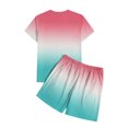 thumbnail image 6 of Zylanna Men's 2 Piece Outfit Sets, Gradient Color Casual Short Sleeve T-Shirt and Shorts Set Elastic Waist Crew Neck Loungewear for Vacation Daily Wear Hot Pink, 6 of 7
