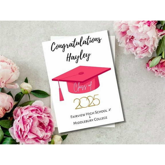 Personalized Graduation Greeting Card - Customizable Message for Class of 2025 - Perfect for Celebrations
