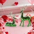 thumbnail image 6 of 2Pcs Elk Deer Statue Reindeer Figurines Resin Sculpture Living Room Home Decoration Nordic Tabletop Ornaments (Pink Gold Gradient 2 pcs), 6 of 6