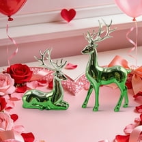 Colorful Couple Deer Figurines, A Pair of Romantic Love Deer Statues for Home Decor, Valentine‘s Day Gift for Her/Him, Living Room TV Cabinet Shelf Decorations, Plastic Animal Ornaments