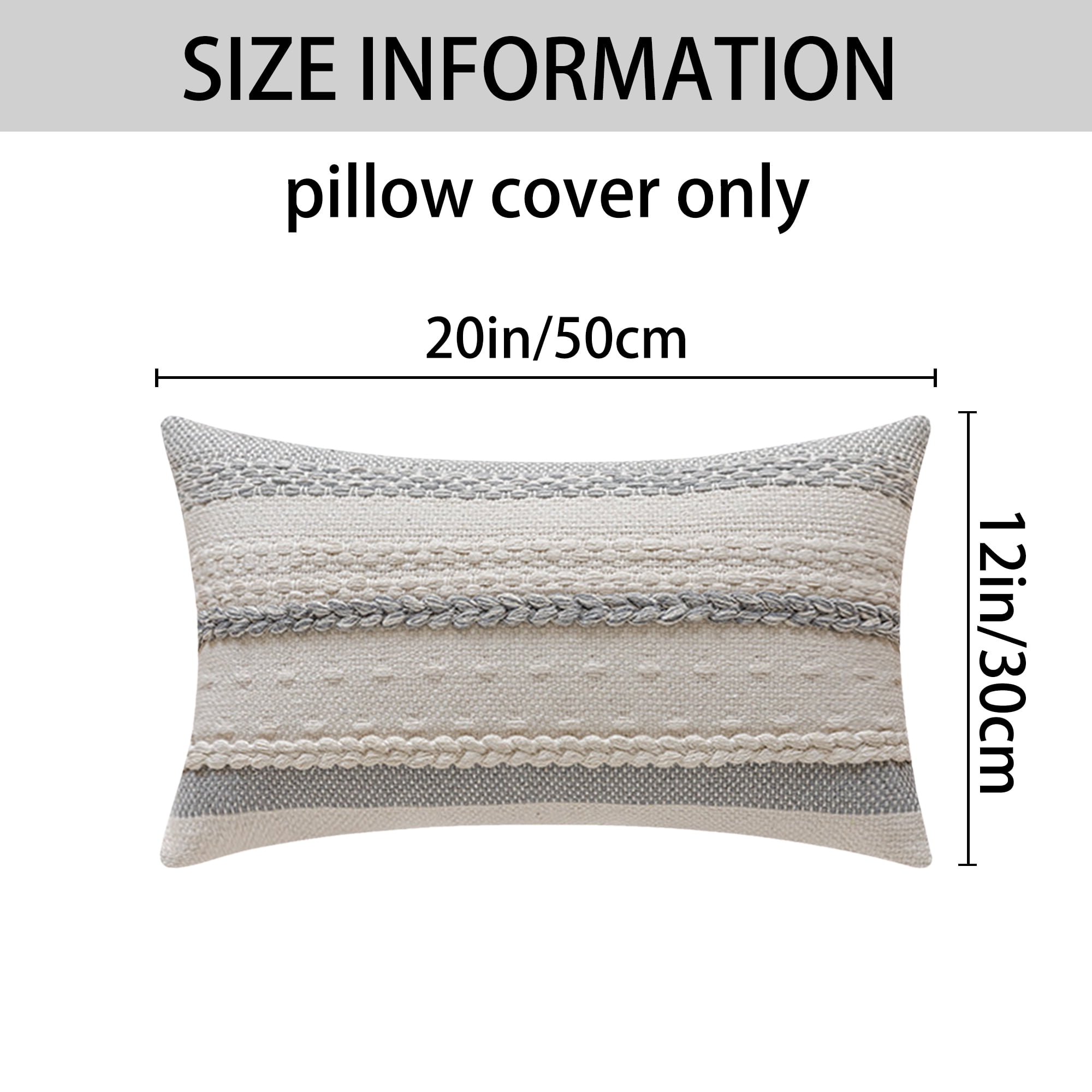 Unique Bargains Striped Decorative Throw Pillow Covers Pack of 1 Grey 12" x 20"
