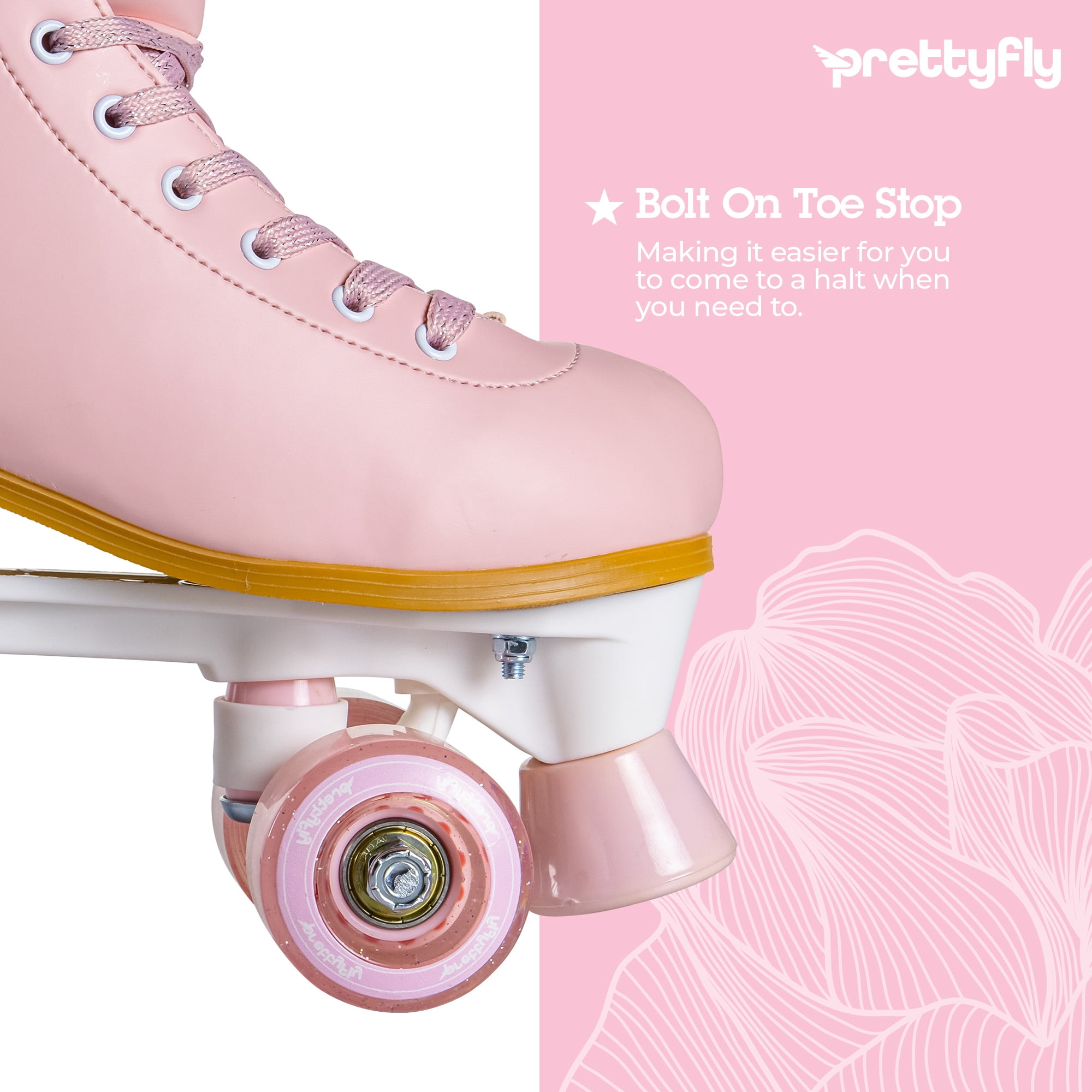 Prettyfly Retro Quad Adult Skates - Pastel Pink (Size 7), One Pair, Women Skates
