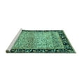 thumbnail image 2 of Ahgly Company Machine Washable Indoor Square Oriental Turquoise Blue Modern Area Rugs, 5' Square, 2 of 4