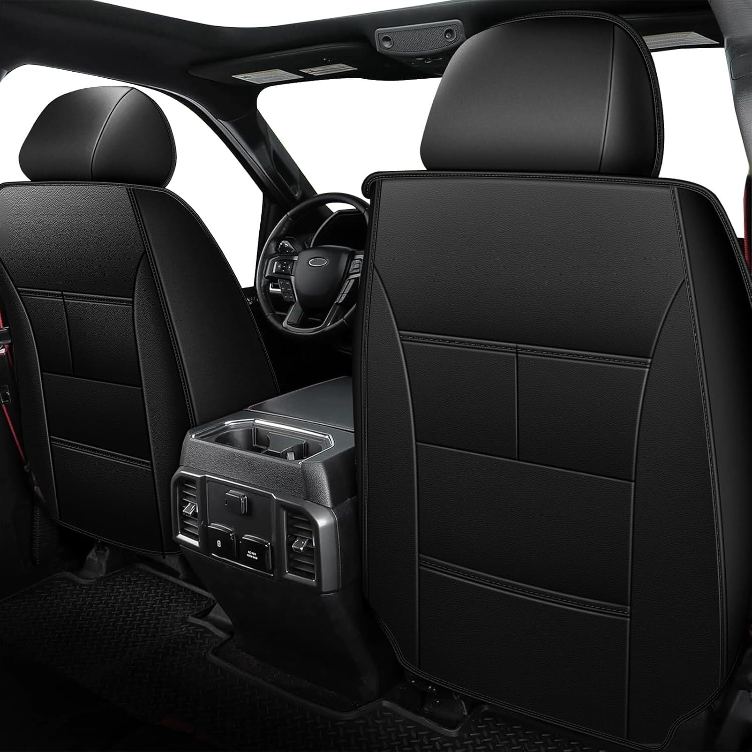 HQBQBUG Car Seat Covers Front Seats, Car Seat Protector Waterproof, Car Seat Leather Cover, Universal Fit for Most Cars Black,2PCS Front