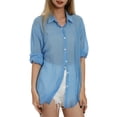 thumbnail image 4 of Yuemengxuan Women Summer Sun-Proof Blouse, Solid Color Long Sleeves Single-Breasted Beach Shirt, 4 of 9
