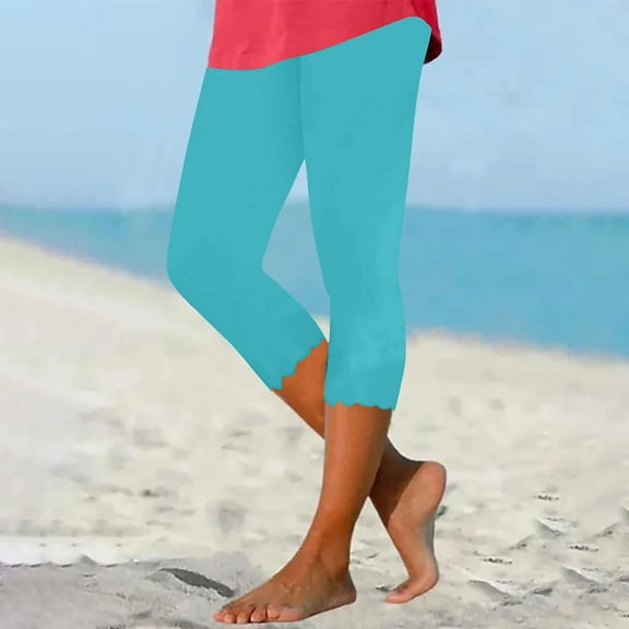 Women's Cropped Pants 2025: High Waisted Yoga Capri Pants, Blue S-3XL