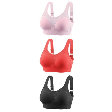 Virmaxy Womens Nursing Bras 3pc Non Steel Ring Gathering Breastfeeding Bra Slip And Polishing Daily Bra Daily Bra Daily Bra Nursing Bras for Breastfeeding and Breast Pumping Black-B L
