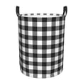 thumbnail image 6 of Lsque Black White Plaid pattern Laundry Hamper Basket, Tall Woven Rope Hamper Basket for Clothes, Lightweight Storage Basket, Collapsible Waterproof-Medium, 6 of 8