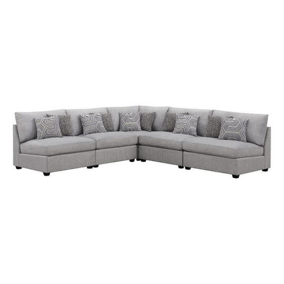 Pemberly Row 5-piece Fabric Upholstered Modular Sectional Gray
