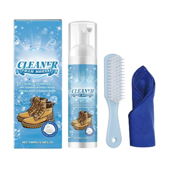 Hxlamzoo Leather Shoe Cleaner Kit - Gentle Foam Formula for Suede, Canvas & Knitted Boots, Protects Color, Extends Shoe Life, 100ml