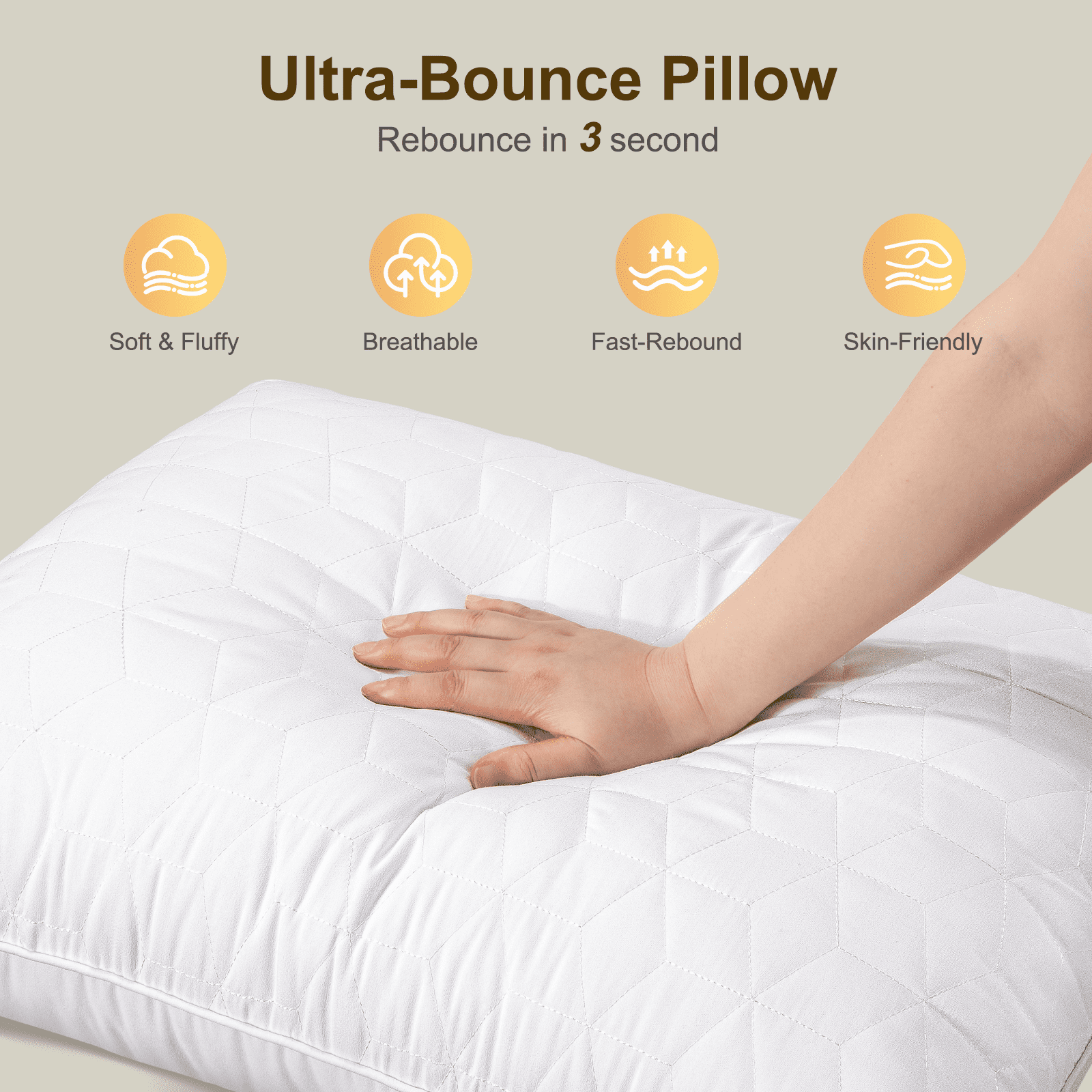 Bed Pillows Queen Size Set of 2, Hotel Gusseted Pillows for Sleeping, Alternative to Down Pillows, Soft Supportive & Fluffy Pillows for Back, Stomach or Side Sleepers