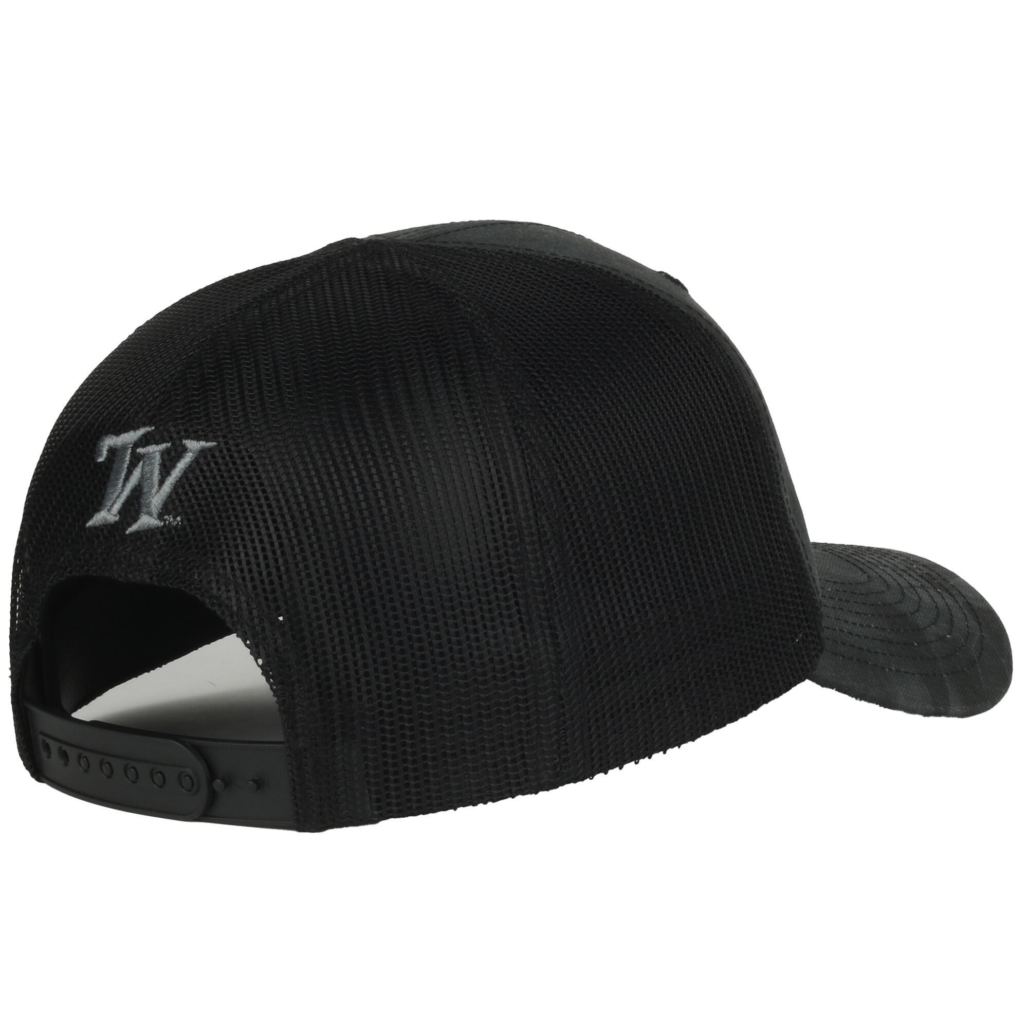 Adult Men's Winchester Kryptek Camo Hat: 6 panel Kryptek ® Typhon Camo, structured front panels, meshback panels, low profile crown, slightly pre-curve visor, adjustable single row snap closure cap.