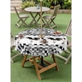 thumbnail image 4 of Outdoor Tablecloth with Umbrella Hole for Patio/Picnic/Party/Camping, Black Plaid Farmhouse Waterproof Table Cloth Round Cover Washable, Watercolor Cute Country Cow Checkered (Dia 54"), 4 of 8