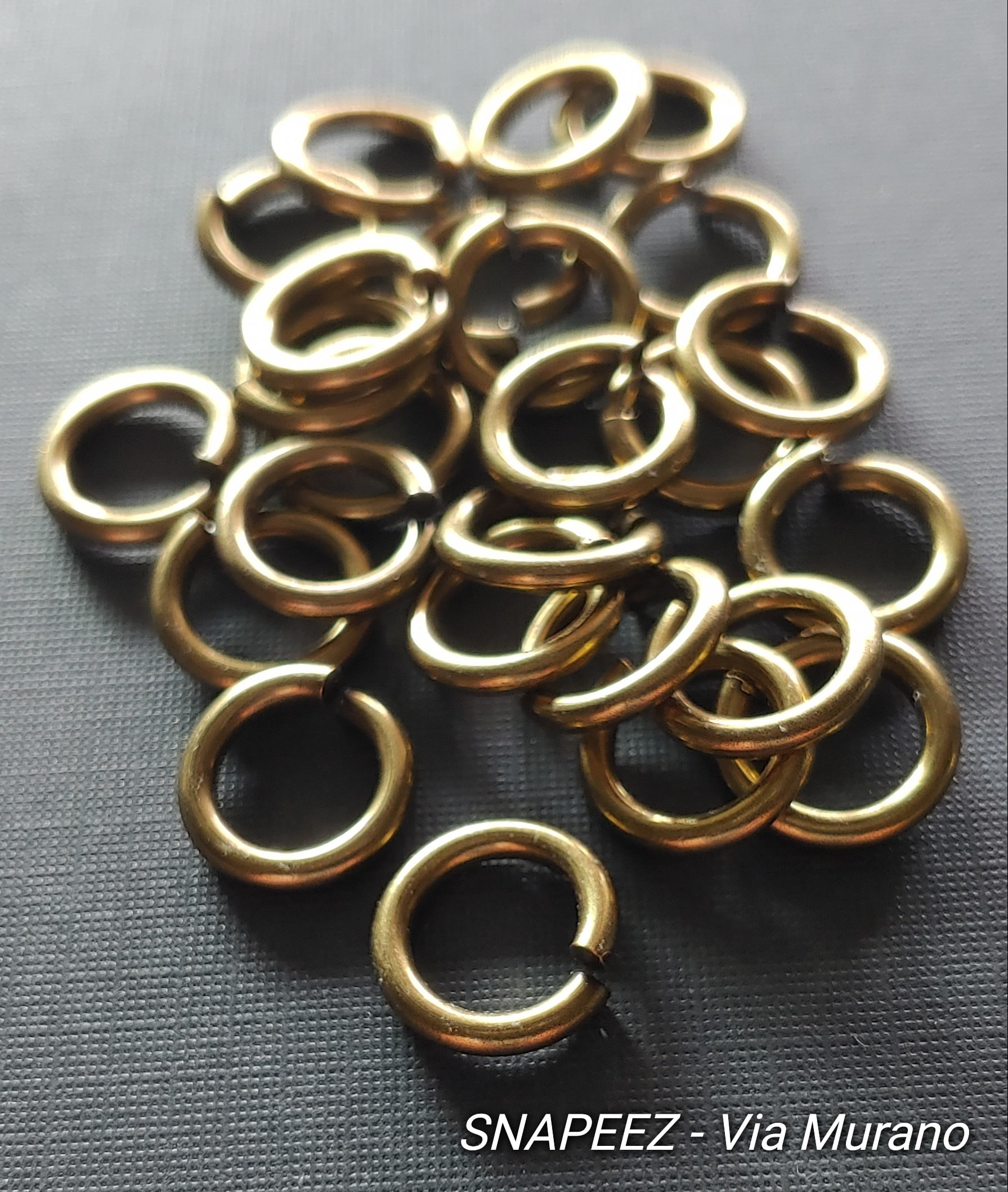 Snapeez II ULTRAPLATE Brasseria Hard Open Jump Ring 12mm Heavy Gauge (Pk 25). Made in USA.