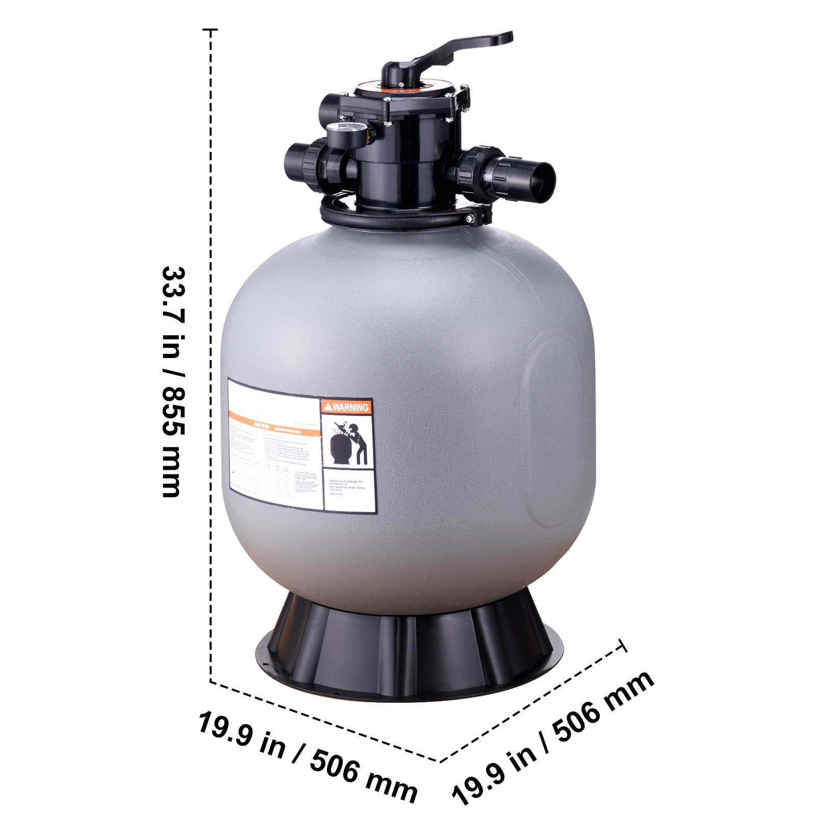 KFFKFF 22 inch Sand Filter, 55 GPM Filteration Device, Suitable for Above Ground and Inground Pools, Sand Filtration System with 7 Functional Multi-Port Valve