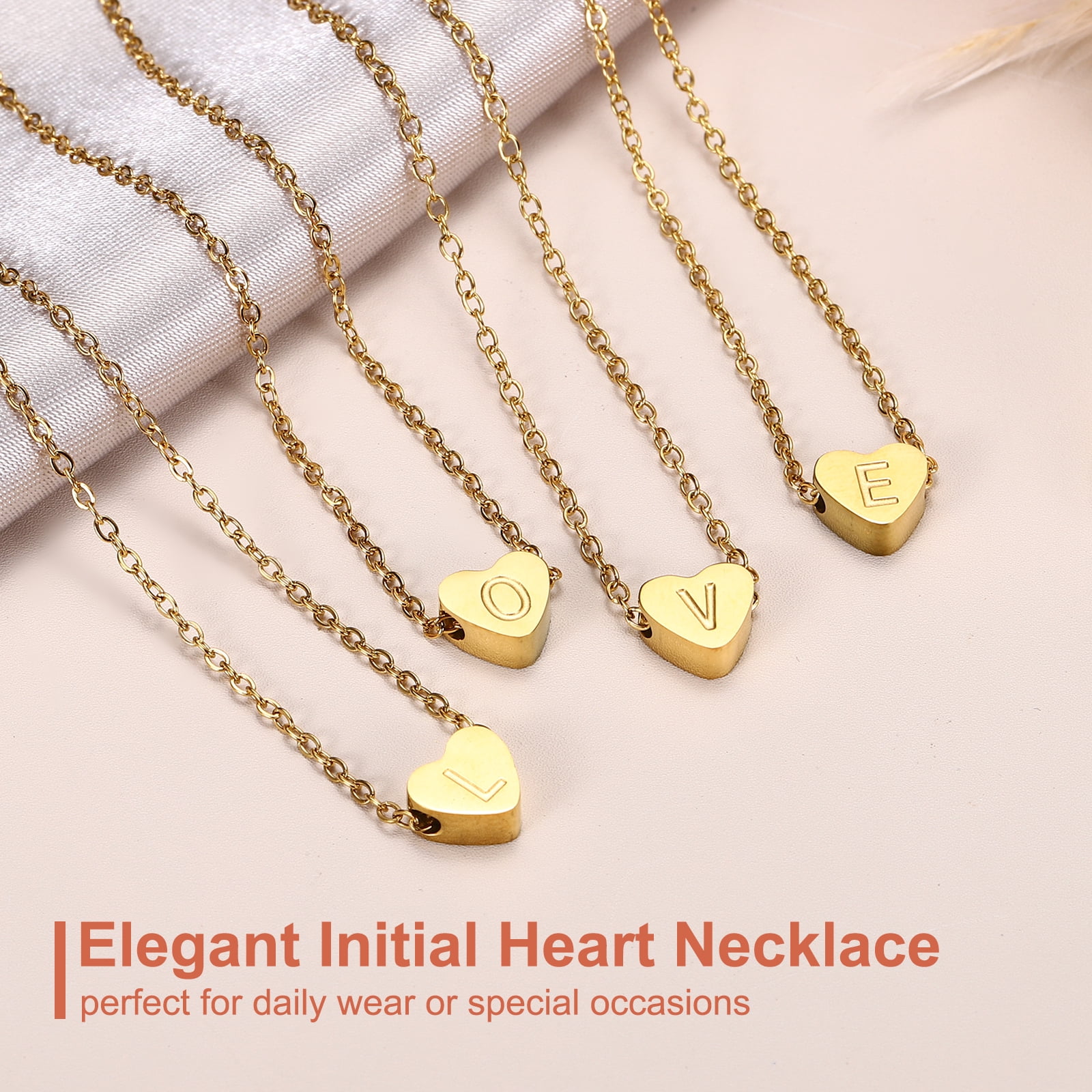 ♡ページです。 Uxcell Initial Heart Necklace for Women, 18K Gold Plated Stainless