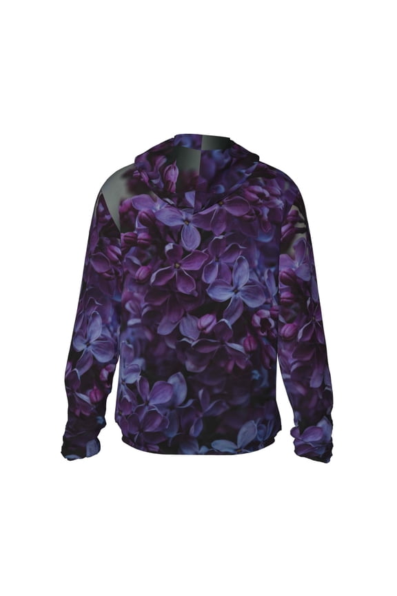 Lilac Print Women Men Sun Protection UPF 50+ Jackets Zip Up Long Sleeve Hoodie Hiking Lightweight with Pockets
