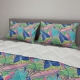 thumbnail image 2 of Leaves Comforter & Sham Bedding Set, Tropical Forest Foliage Design with Hawaiian Nature Elements Banana Syngonium, 3 pcs Duvet Set Microfiber Filling Quilt, 5 Sizes, Multicolor, by Ambesonne, 2 of 4