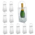 thumbnail image 2 of Pack of 10 Wine Cooler Bag Ice Bag Transparent PVC Portable Wine Bottle Cooler Bag Champagne Ice Bag with Handle, 2 of 5