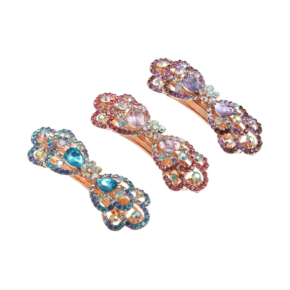 Vocoste 3 Pcs Hair Barrettes Accessories for Women Hair Clips Sparkly Glitter Hairpin Purple Blue Pink